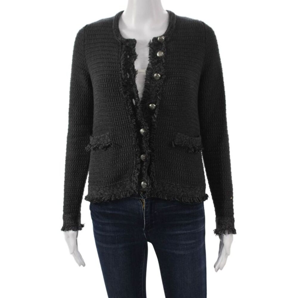 Cotton By Autumn Cashmere Womens Cardigan Gray Cotton Long Sleeve Size XS